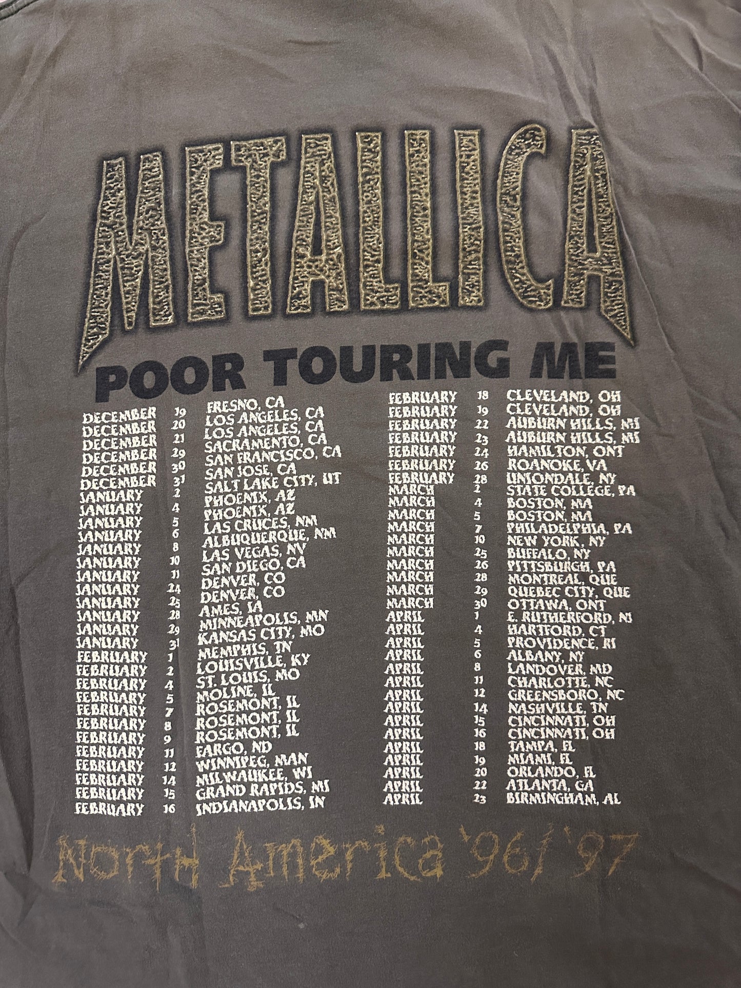 1996 Metallica Poor Touring Me North America Tour Shirt