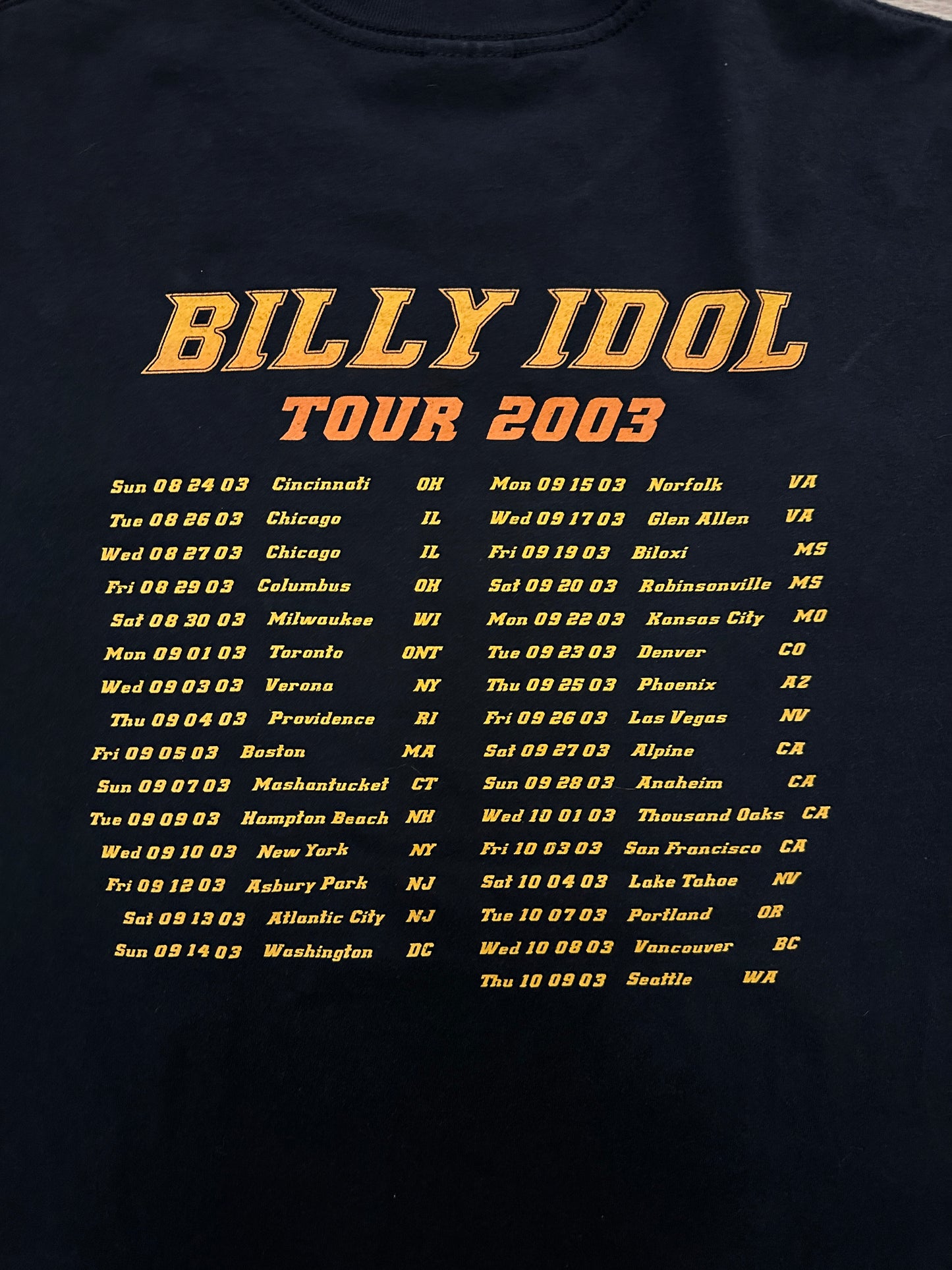 2003 Billy Idol Tour Shirt