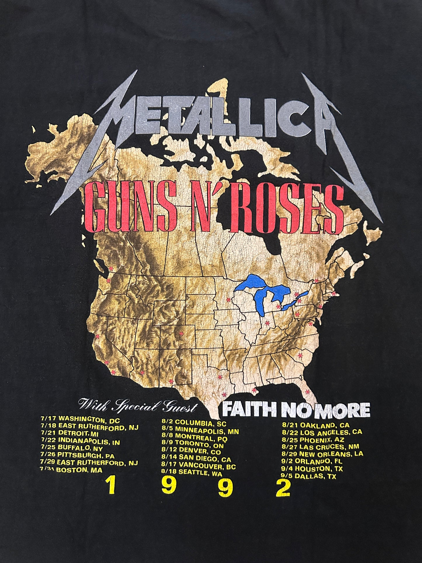 1992 Metallica Guns N Roses Tour Shirt
